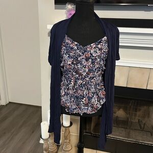 2 Piece Floral Navy Women's Top
